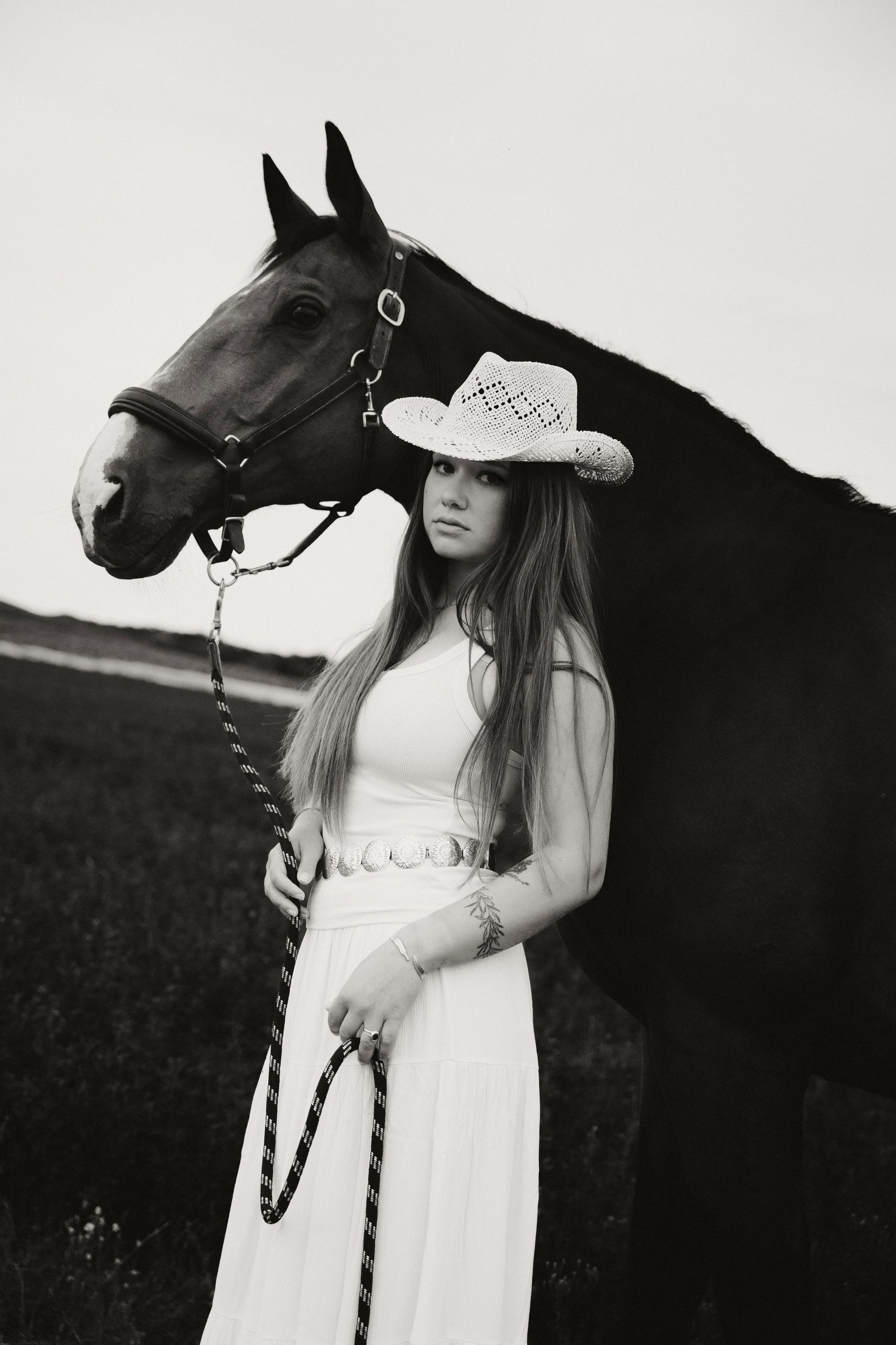 Shooting éditorial cheval robe blanche
